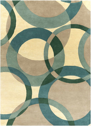 Botana Ivory Teal Sage Green Botanical Rug – Overhead View – Hand Tufted NZ Wool Rugfine