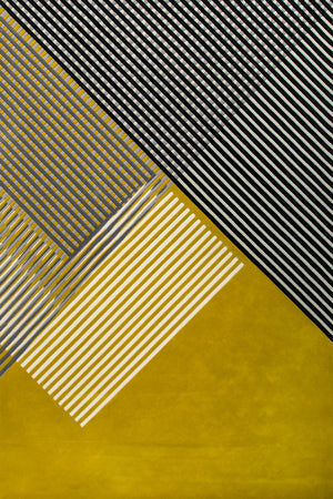 Sentrae Mustard Yellow Black White Sunrise Over Byron Wool Rug – Original Overhead View – Rugfine