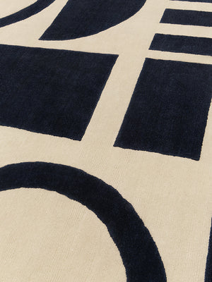 Serapha Ivory Navy Forme Wool Rug – Room View – Hand Tufted NZ Wool Rugfine