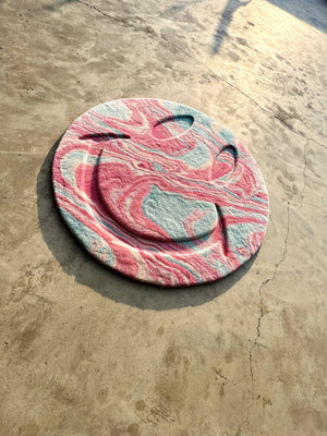 Smiley Pink Aqua Blue White Accent Rug – Lifestyle Detail – Rugfine