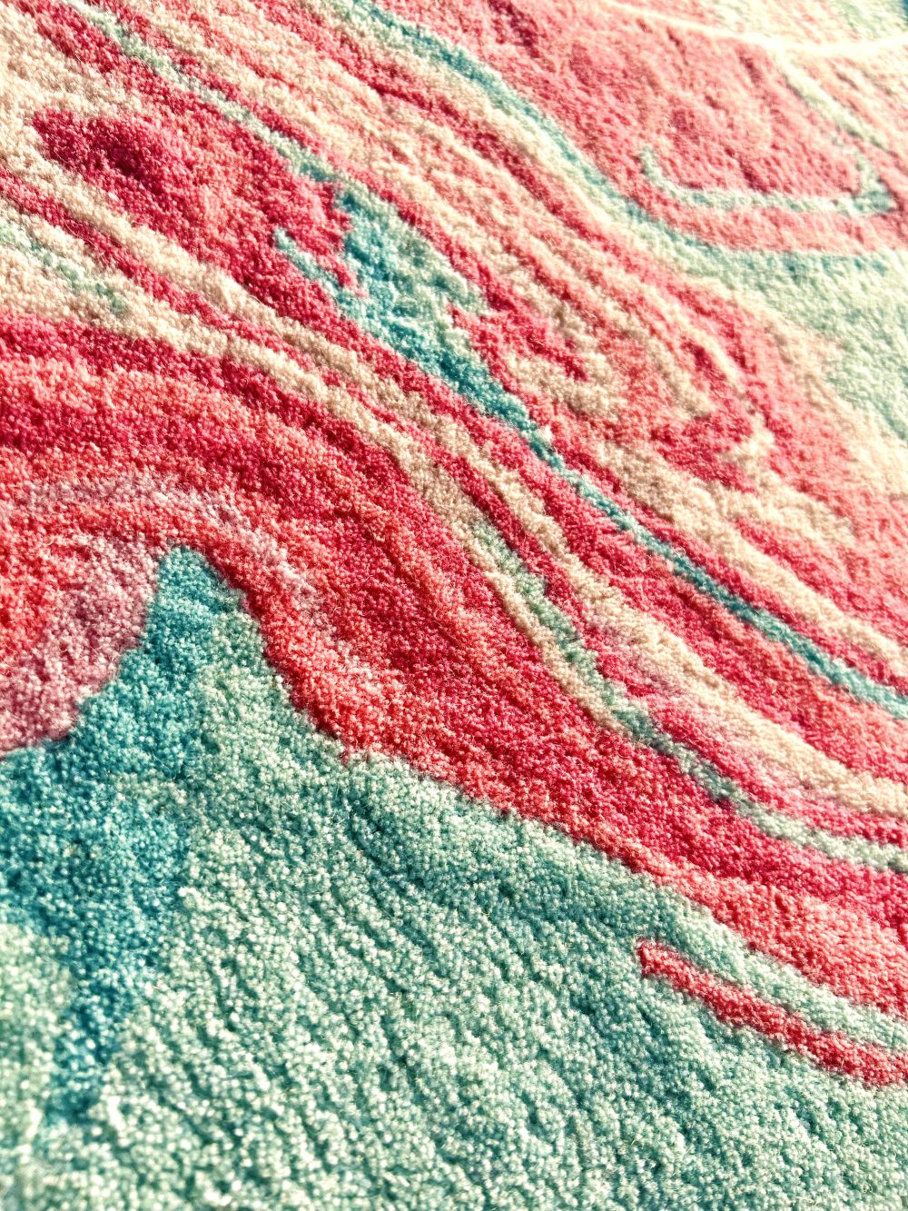 Smiley Pink Aqua Blue White Hand Tufted Rug – View 3 – Rugfine