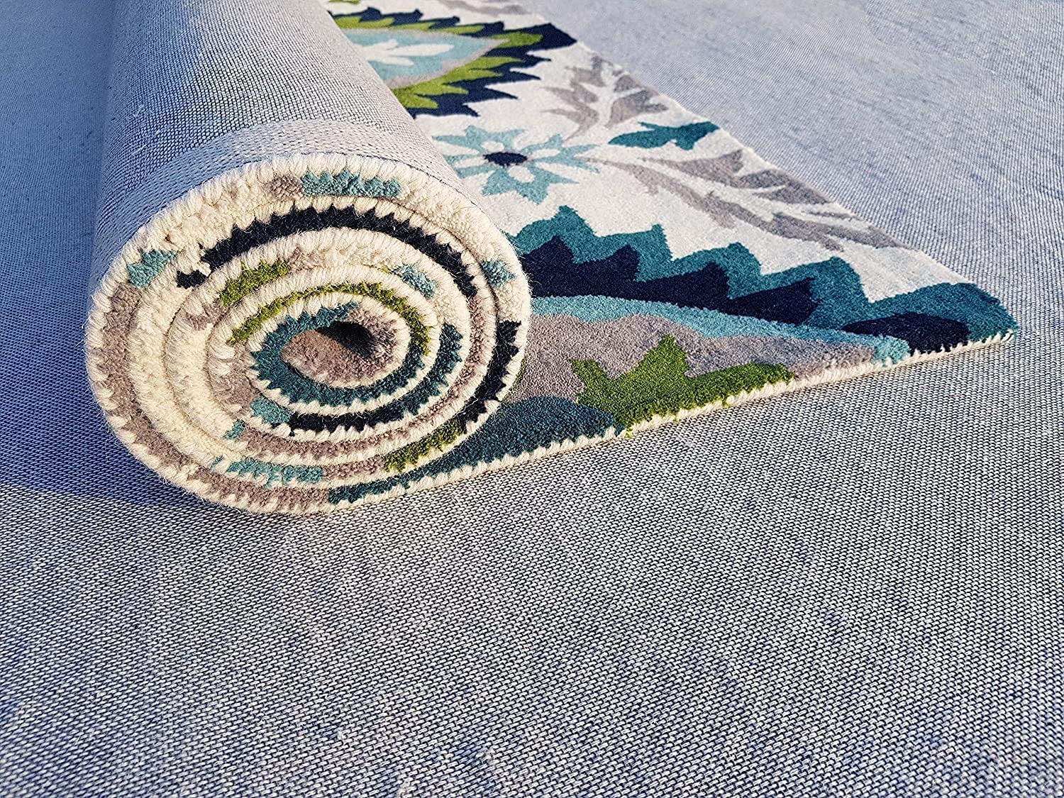 Splashio Ivory Teal Green Hand Tufted Rug – Lifestyle View 5 – Rugfine