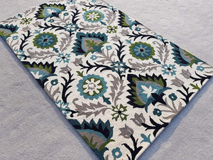 Splashio Ivory Teal Green Wool Rug – View 2 – Rugfine