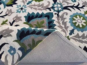 Splashio Ivory Teal Green Rug – Overhead Detail View 6 – Rugfine