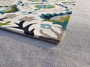 Splashio Ivory Teal Green Hand Tufted Rug – View 3 – Rugfine