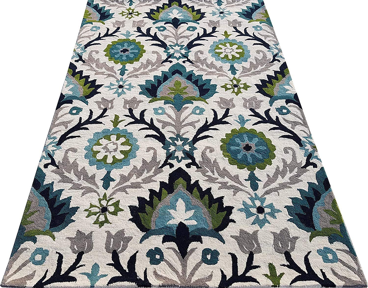 Splashio Ivory Teal Green Wool Rug – View 4 – NZ Wool Rugfine