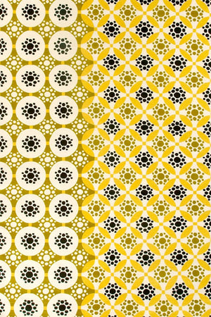 Olive Yellow Ivory Hand Tufted Wool Rug – Stellarix Applique BernabeiFreeman 100% NZ Wool by Rugfine – Overhead View