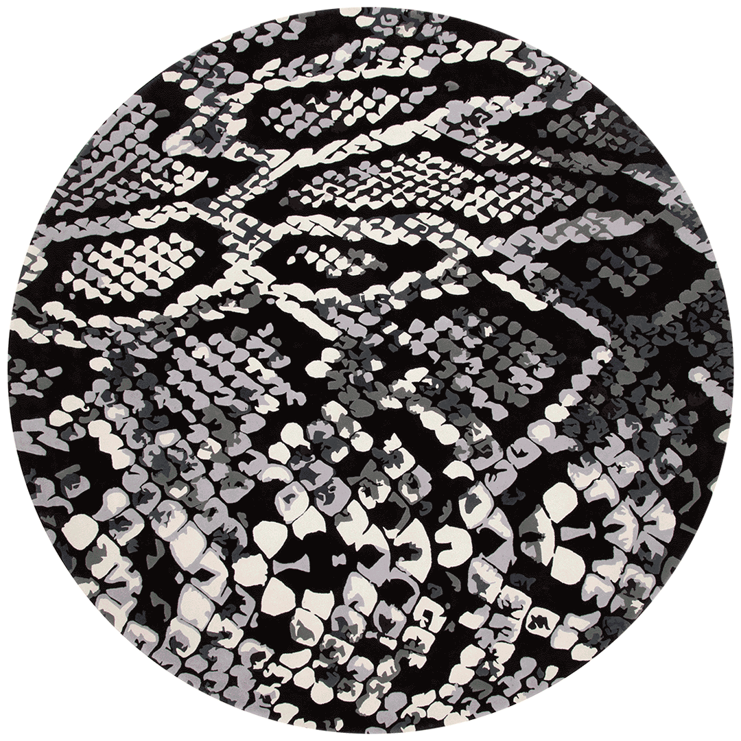 Styph Square Medusa Floral Wool Rug – Overhead Blue Black Design – Hand Tufted Rugfine