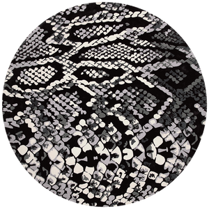Styph Square Medusa Floral Wool Rug – Overhead Blue Black Design – Hand Tufted Rugfine