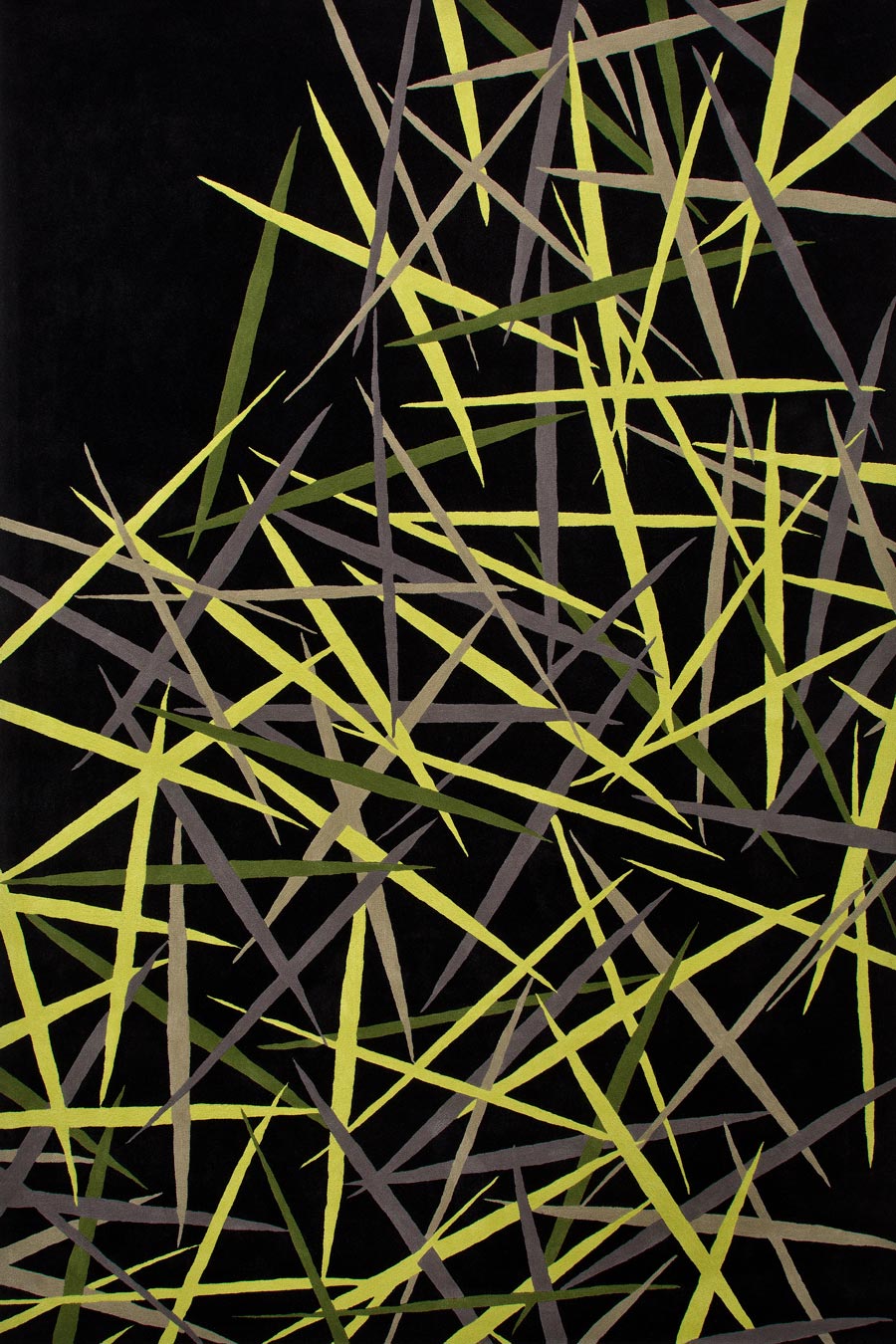 Black Lime Olive Green Hand Tufted Wool Rug – Surfmist Pick Up Sticks by Bleux 100% NZ Wool by Rugfine – Overhead View
