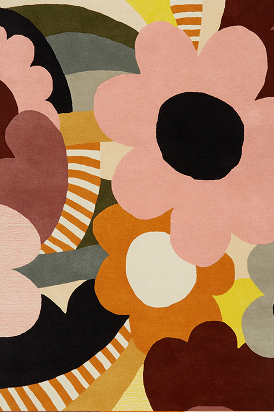 Blush Pink Burnt Orange Burgundy Luxury Rug – Swayflor Jumble Garden 100% New Zealand Wool by Rugfine – Overhead View