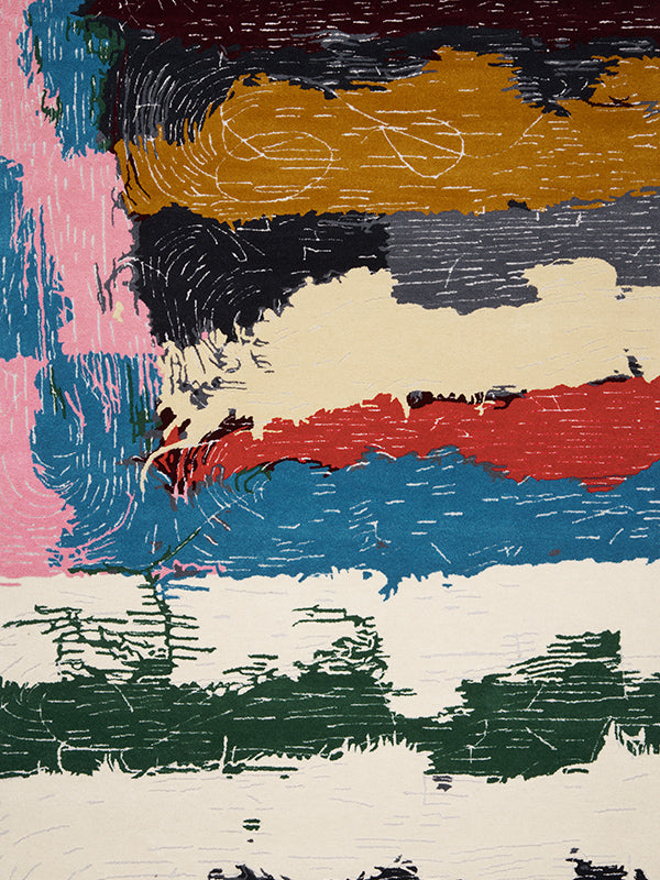Multicolor Hand Tufted Wool Rug – Threadz Scribbles and Mess by Jordan Gogos 100% NZ Wool by Rugfine – Overhead View