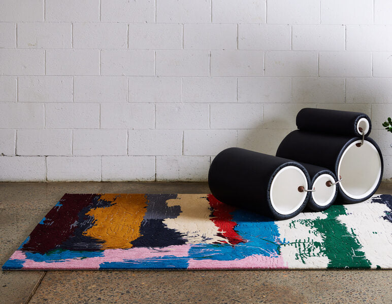 Threadz Multicolor Scribbles and Mess Jordan Gogos Wool Rug – Lifestyle View – Hand Tufted Rugfine