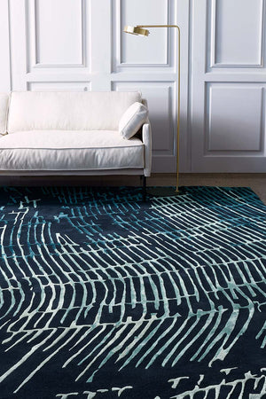 Tranco Black Sage White Current Transient Wool Rug – Lifestyle View – Hand Tufted Rugfine