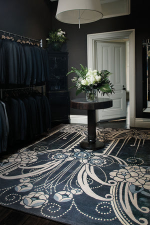 Black Pearl Handmade Wool Rug – Trinket 100% New Zealand Wool Luxury Area Rug by Rugfine – Lifestyle View
