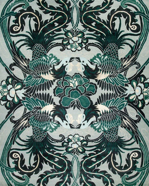 Turzab Hand Tufted Rug – Night Bird 100% New Zealand Wool Luxury Area Rug by Rugfine – Overhead View
