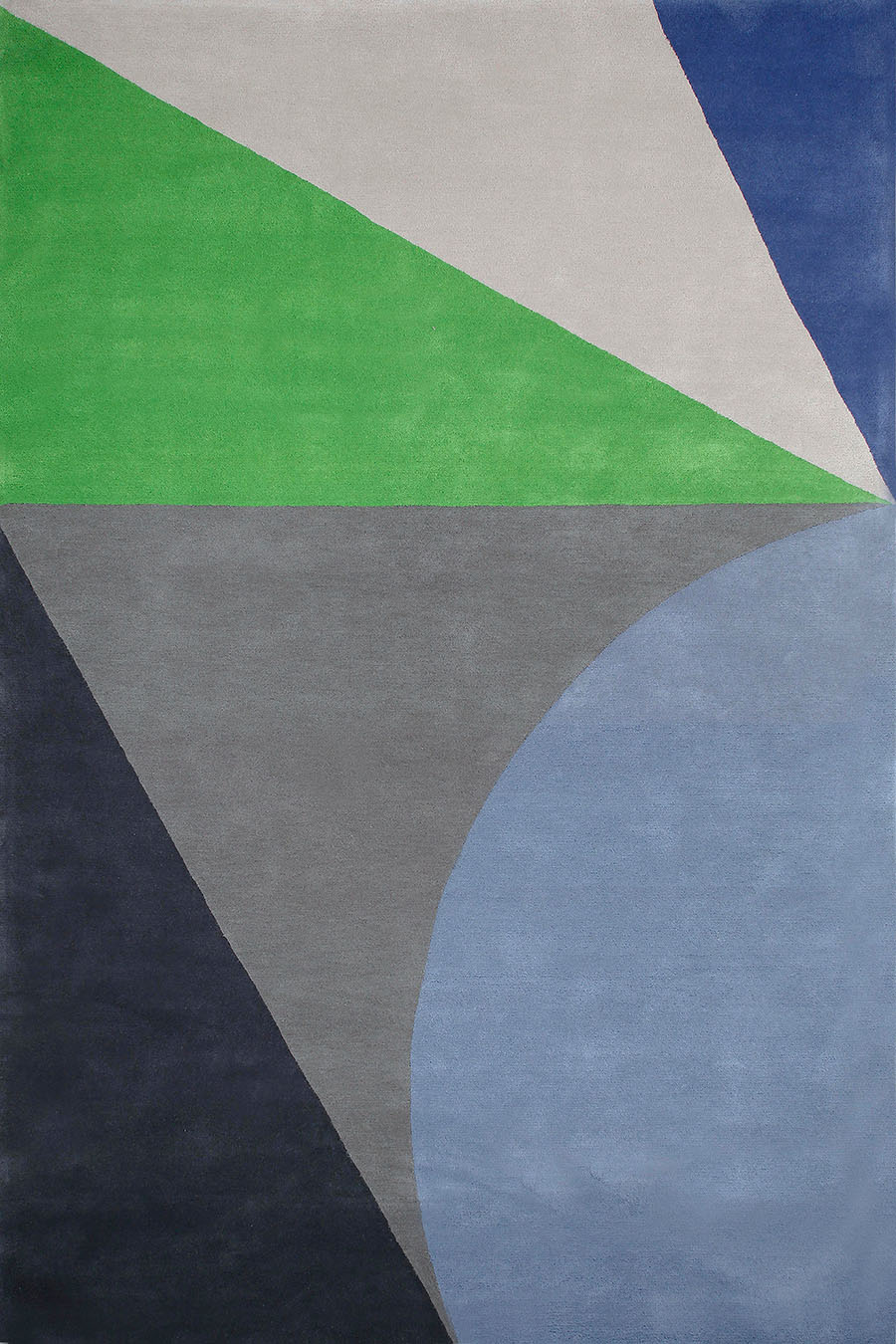 Green Blue Grey Hand Tufted Wool Rug – Vivazone Moon Dinosaur Designs 100% NZ Wool by Rugfine – Overhead View