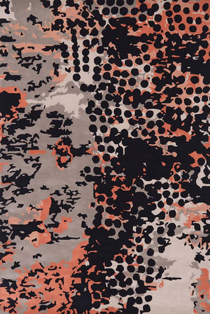 Black Coral Grey Hand Tufted Wool Rug – Vortex Franco by Community 100% NZ Wool by Rugfine – Overhead View