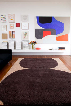 Beige Plum Hand Tufted Wool Rug – Zenchill The Kiss 100% New Zealand Wool by Rugfine – Lifestyle View