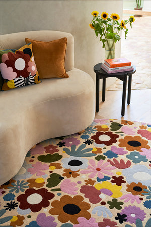 Zestnik Cream Blush Burnt Orange Hand Tufted Rug – Skippy Garden Lifestyle 2 – New Zealand Wool Rugfine