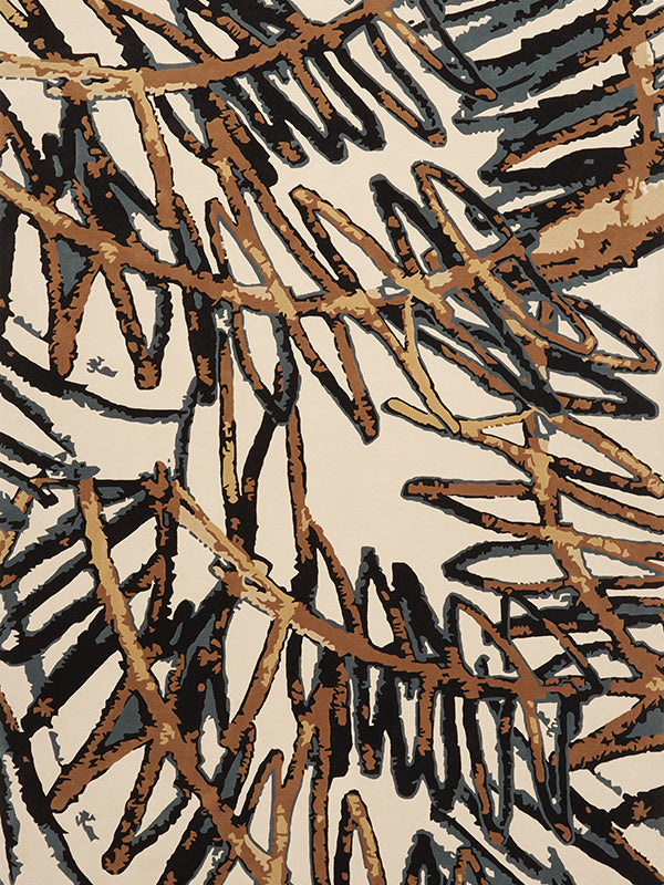 Ivory Brown Black Hand Tufted Wool Rug – Zovily Frankie Bear 100% NZ Wool by Rugfine – Overhead View