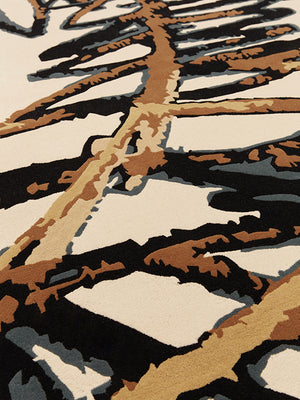 Zovily Ivory Brown Black Frankie Bear Wool Rug – Close-Up View – Hand Tufted Rugfine